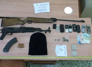 Με καλάσνικοφ και ναρκωτικά συνελήφθησαν τρεις Αλβανοί στο Ευηνοχώρι