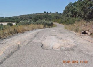 Τεράστιες λακκούβες στο δρόμο Παλαιομάνινα – Στρογγυλοβούνι