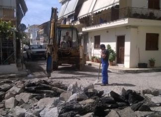 Εργασίες για τη συντήρηση της οδοποιίας στο Αιτωλικό