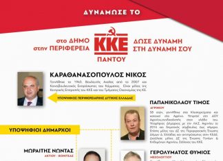 Φυλλάδιο του ΚΚΕ με τους υποψηφίους του στις αυτοδιοικητικές εκλογές