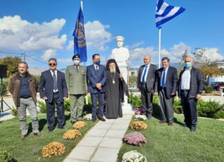 H προτομή του απελευθερωτή της Κορυτσάς στρατηγού Δημ. Θεοδωράκη κοσμεί το Μεσολόγγι