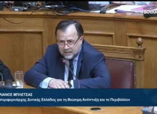 Ο Στ. Μπλέτσας στην Ειδική Μόνιμη Επιτροπή Περιβάλλοντος της Βουλής για τις περιοχές Natura