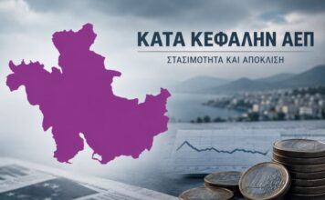 Στο 45,3% του ευρωπαϊκού μέσου όρου το κατά κεφαλήν ΑΕΠ η Αιτωλοακαρνανία
